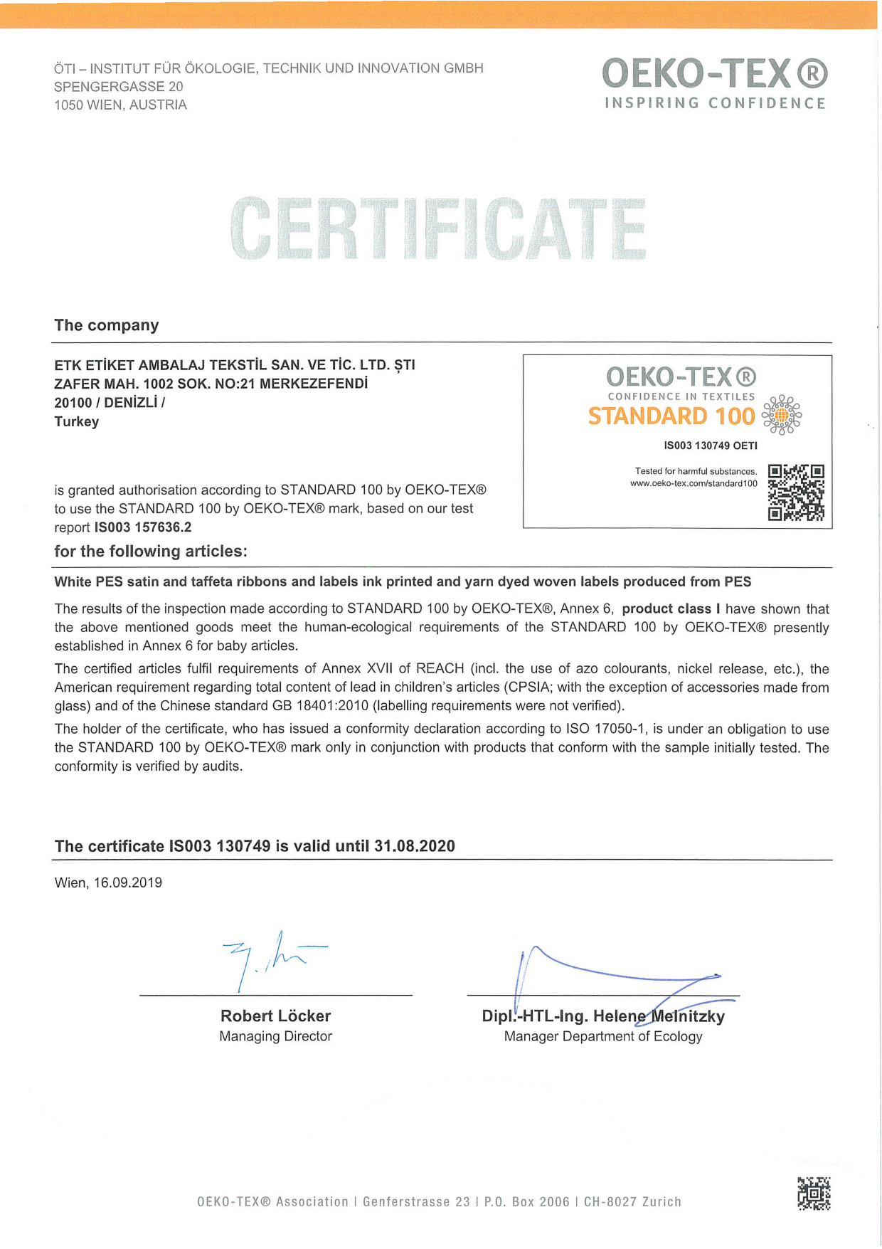 ETK ACCESSORIES SUPPLIER EKOTEKS 2020